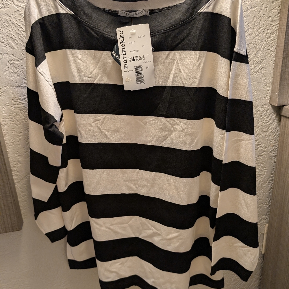 Marimekko Black and White Striped Top